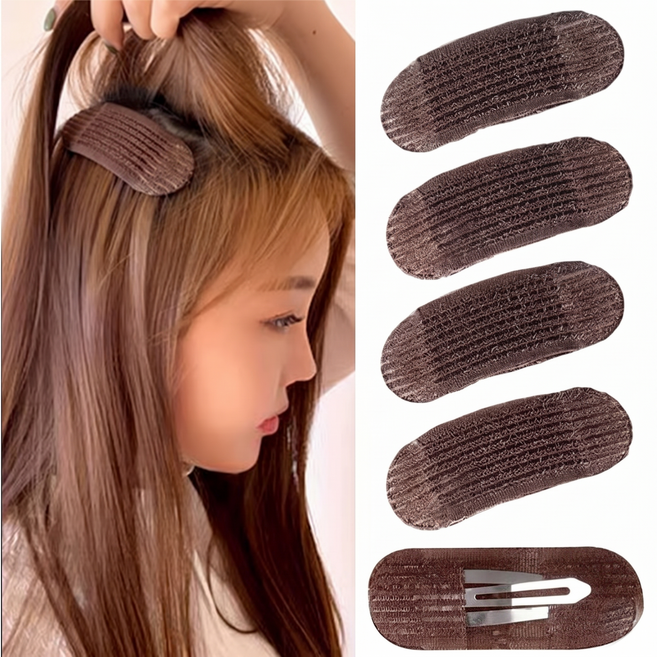 나인니크 티 안나는 정수리 뿌리 볼륨핀 밀착 벨크로 헤어뽕 볼륨 똑딱핀, 10개, 브라운