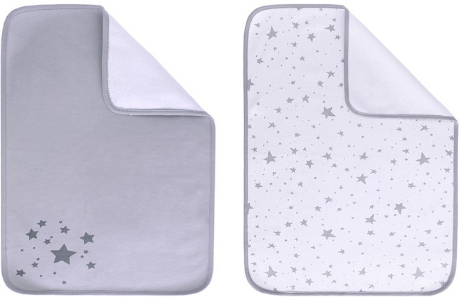 미라클 베이비 유아 방수패드 기저귀매트 2개입, 회색 별, 1세트