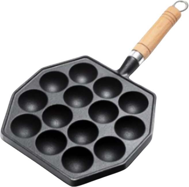 iokora 무쇠 타코야끼 팬 문어빵 타코야키 만들기, 16홀 공구브러쉬 포크, 1개