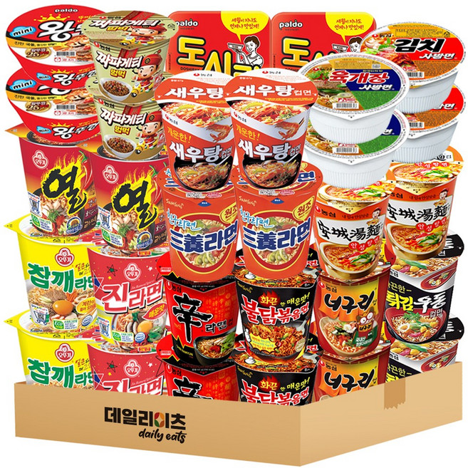 [데일리이츠] 농심 오뚜기 삼양 팔도 컵라면 15종 30개입, 4개