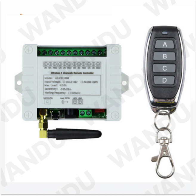 DC 12V 24V 36V 10A 433MHz 4 채널 무선 릴레이 RF 원격 제어 스위치 수신기+4CH 송신기, 1pcs, 흰색과 검은 색, 1개