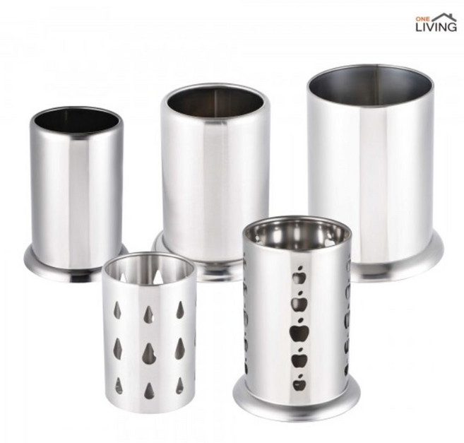 스테인레스 304 물빠짐 수저통 원형, 애플, 1개