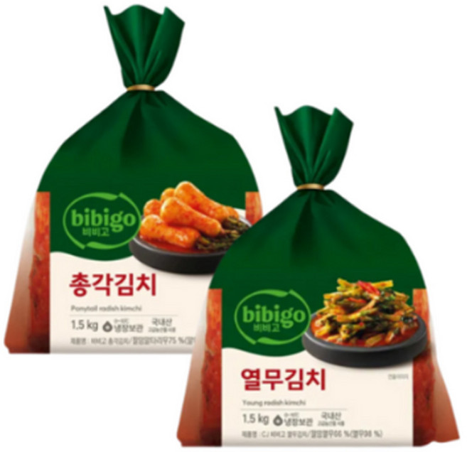 비비고 총각김치1.5kg ＋ 열무김치 1.5kg 혼합팩, 1세트, 1.5kg