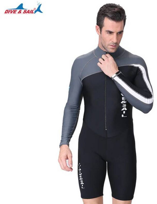 DIE SAIL15MM 네오프렌 잠수복 여성 긴반팔 트렁크 원피스 점프 슈트 서핑 래쉬 가드