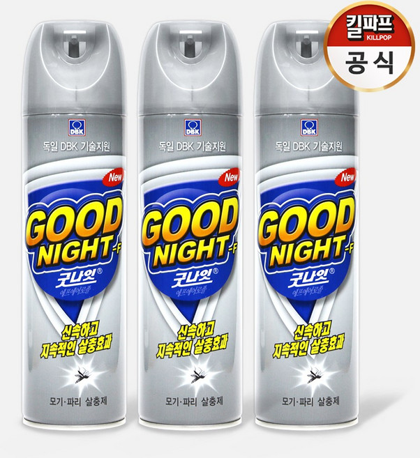 굿나잇 에프 에어졸 레몬향 스프레이 모기 파리 바퀴 벌레 살충제 400mL x 3개