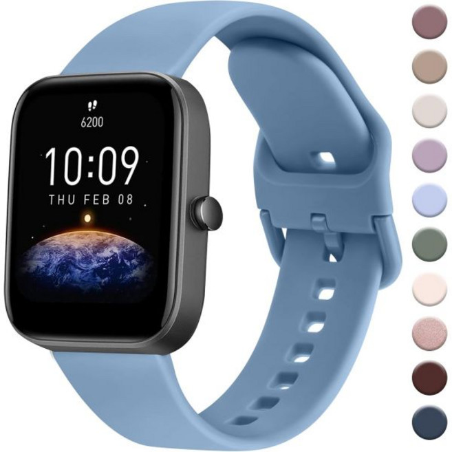Amazfit GTS 4 미니 3 2e 2 GTR 밴드 Bip Pro U Lite S 스마트워치 여성 남성용 20mm 소프트 교체 스포츠 스트랩, Senior Blue, 20) Senior Blue