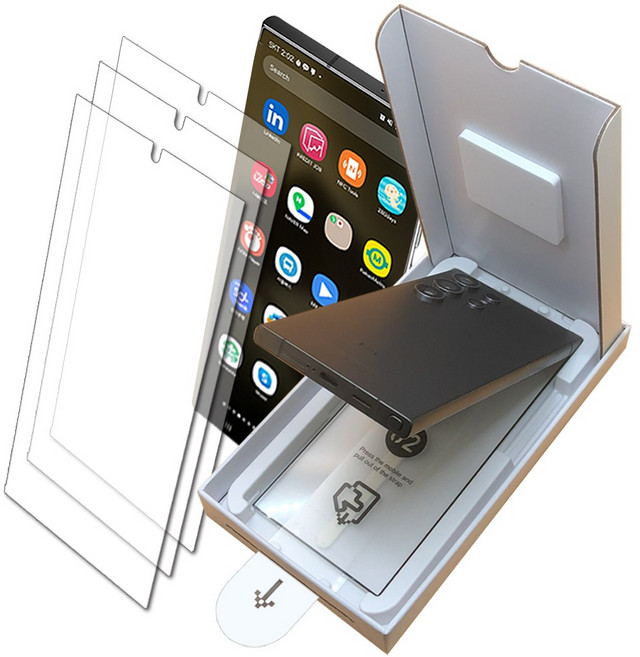 키큰기린 고광택 투명 강화유리 액정 보호 필름 9H 이지키트플러스 가이드툴, 3개