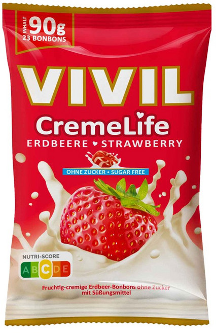 독일 비빌 VIVIL 무설탕 크림 캔디 딸기, 90g, 1개
