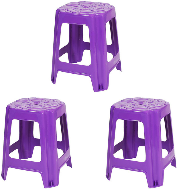 지오리빙 플라스틱 사각의자 3p, 퍼플 3p
