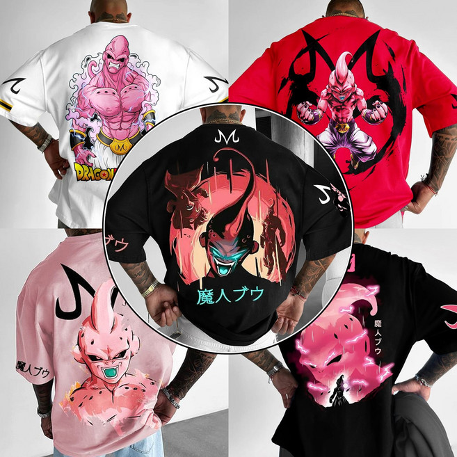 빅보스 마인부우 간지왕 반팔티 100-105 드래곤볼 만화 캐릭터 옷 레트로 감성 티셔츠