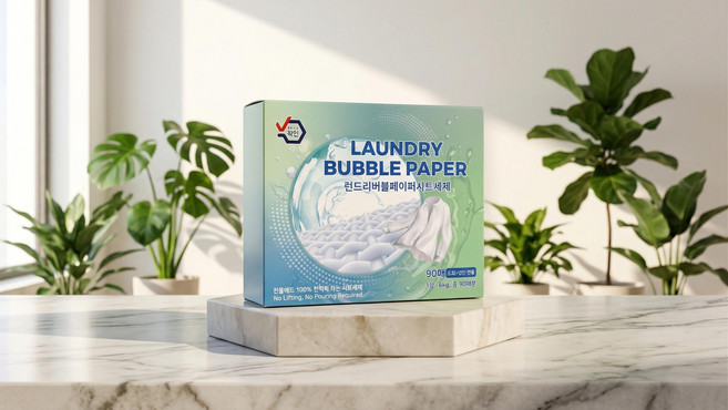 런드리 버블 페이퍼 시트세제 Laundry Bubble Paper / 종이세제 / 시트세제 / 세탁세제 / 한장세제 / 세탁시트 / 종이시트 / 90매, 1개