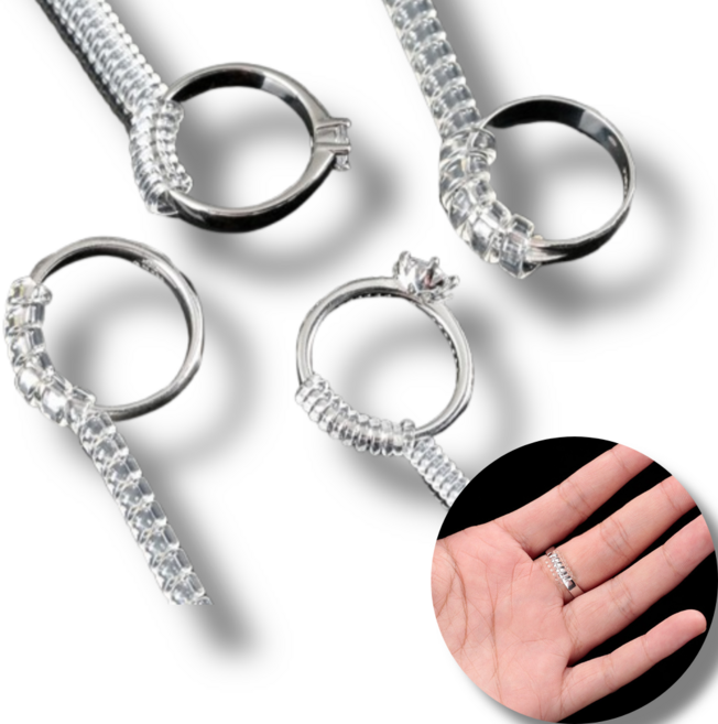 주니니몰 반지 사이즈 줄이기 4종세트 조절 링 스프링, 8개, 투명