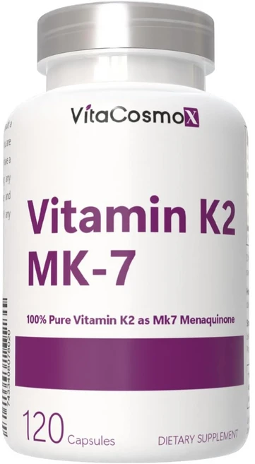 미국직배송 VitaCosmoX MenaQ7 천연 비타민K2 MK 7 120mcg 120 베지 캡슐, 1개, 120정 - 쿠팡