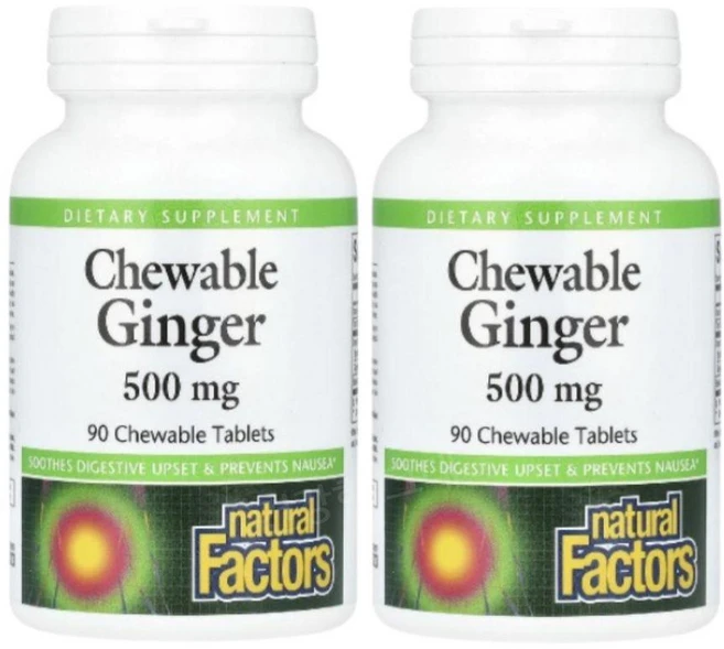 내추럴팩터스 Natural Factors 생강 추출물 500mg 90츄어블 정 2개 진저 진저롤 뿌리줄기 근경 스테비아 잎, 90정 - 쿠팡