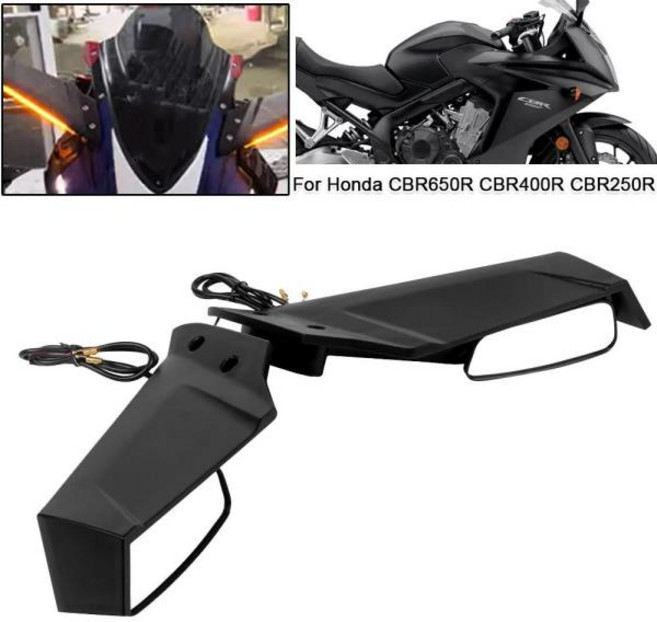 오토바이 페어링 윙렛 백미러 LED 방향 지시등 혼다 CBR250R CBR300R CBR500R CBR400R CBR650R CBR650F, 1개