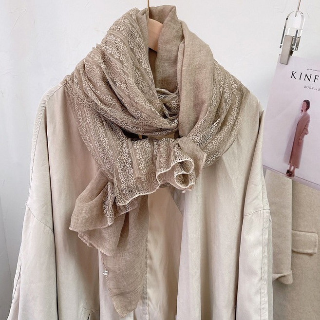 어나더뷰 2132 레이스 롱 스카프 빅사이즈 간절기 가을 겨울 목도리 머플러 숄
