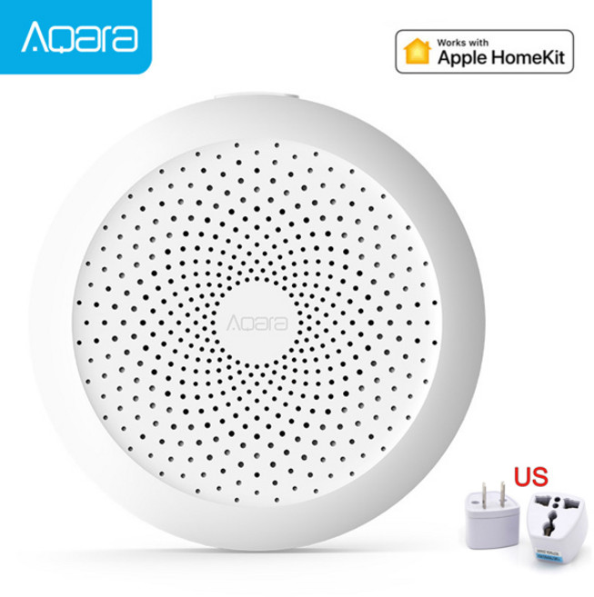 무선원격제어기 무선스위치 최신 Aqara 스마트 허브 M1S 게이트웨이 무선 Zigbee Wifi RGB LED 야간 조명 원격 제어 Xiaomi호환 Mijia Mi Home Ho, [04] Add US plug, 3) Add US plug
