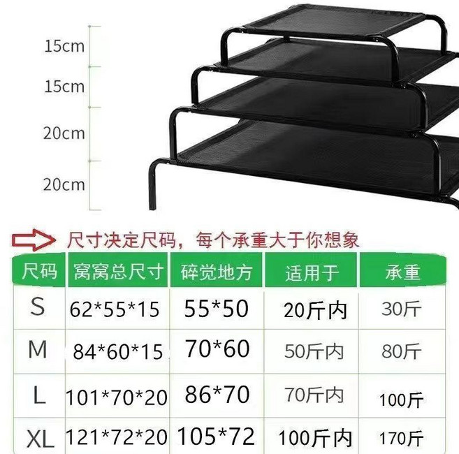寵物行軍床 狗狗涼床 四季通用, 1個, 黑色網布一塊 加厚耐磨 ,L-32.5公斤以內狗狗
