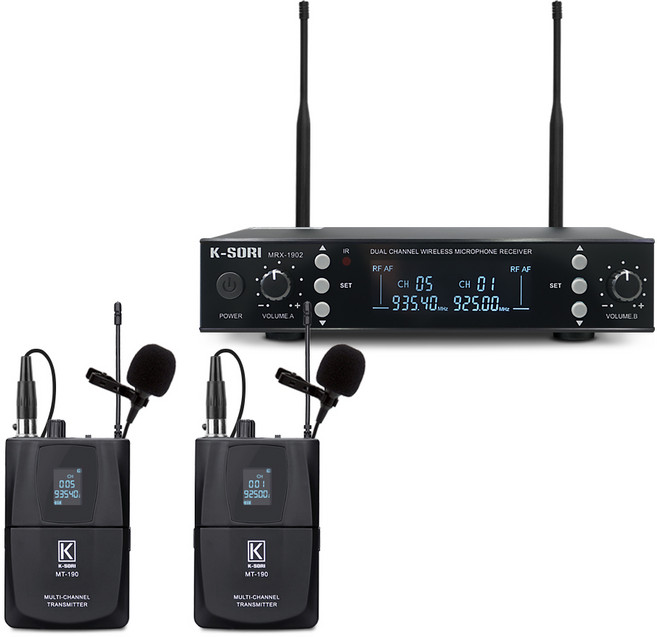 K-SORI MRX1902PP 강의용무선마이크 회의용마이크 무선마이크 900MHz 2CH 고감도마이크, 1