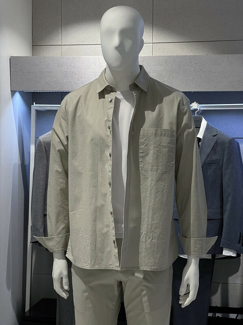 트루젠 트루젠 트루젠 베이지 피그먼트워싱 면스판 쿨 아쿠아 코튼 셔츠 자켓 426617001051-1 (P003327510)