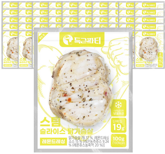 득근파티 슬라이스 닭가슴살 레몬드레싱, 50개, 100g