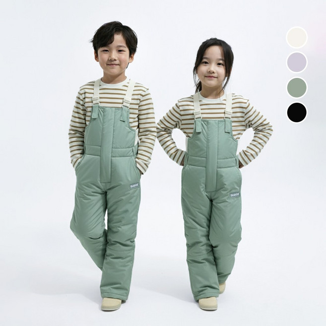 서브22 키즈 어린이 겨울 기모 눈썰매 멜빵 스키바지