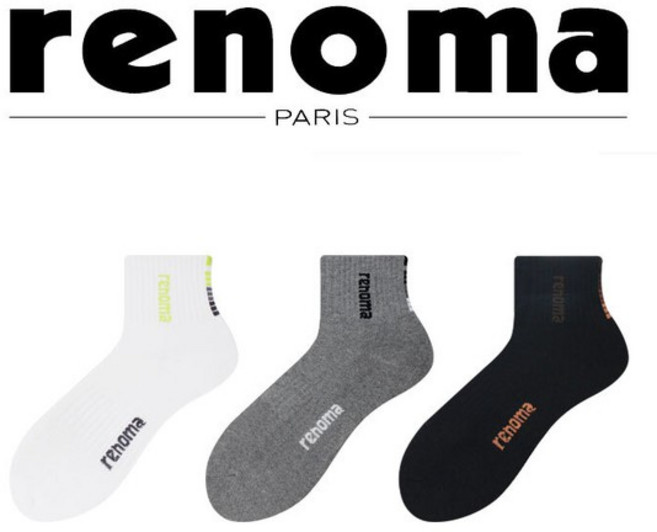 레노마 남성 중목 스포츠 파일 양말 RM5304, 없음