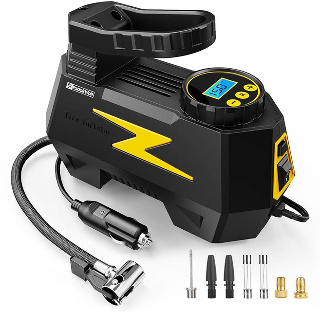 FADAKWALT 타이어 팽창기 휴대용 공기 압축기 DC 12V 타이어 에어 펌프 LED 및 150PSI 디지털 압력 게이지 자동차 타이어 오토바이 자전거 볼용 휴대, FADAKWALT 타이어 팽창기 휴대용 공기 압축기,