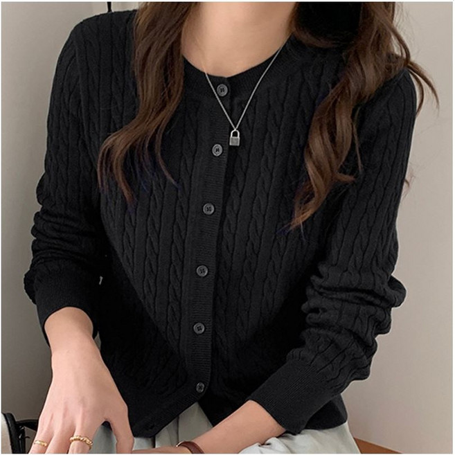 에브리민 얇고 부드러운 꽈배기 니트 기본 레이어드 가디건