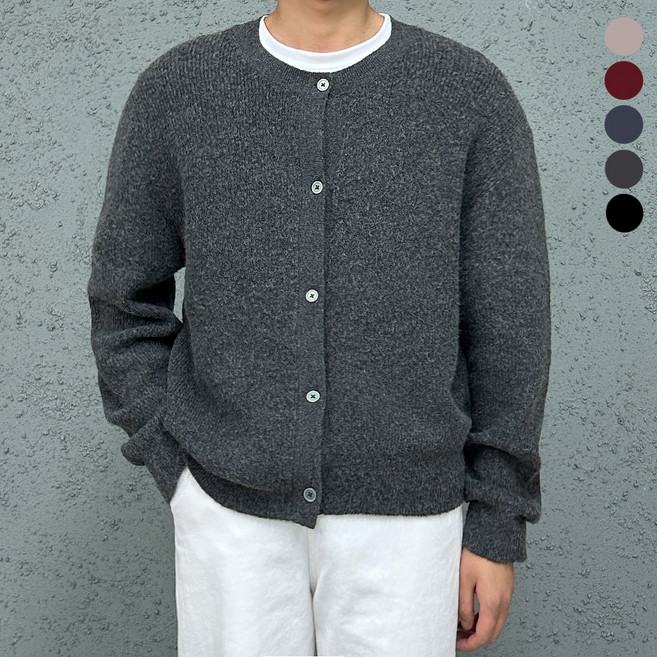 더맨쉽 남녀공용 크롭 라운드넥 캐시라이크 니트 가디건 M~2XL 빅사이즈 SBTGT12001