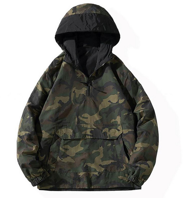 셀럽당 봄가을 남성 카모플라주 후드 반집업 바람막이