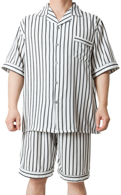 폭스 엠보 시어서커 카라 반팔 잠옷세트 E6 남성용