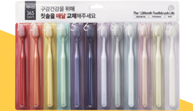 메디안 365DAYS 스텝3 어린이칫솔 12개입, 01~12 COLOR, 1개