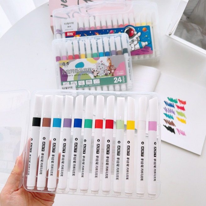 아크릴 마카펜 세트 수성 페인트 패브릭 마카 의류용 유리 드로잉 글라스펜 유리펜, 1세트, 12색