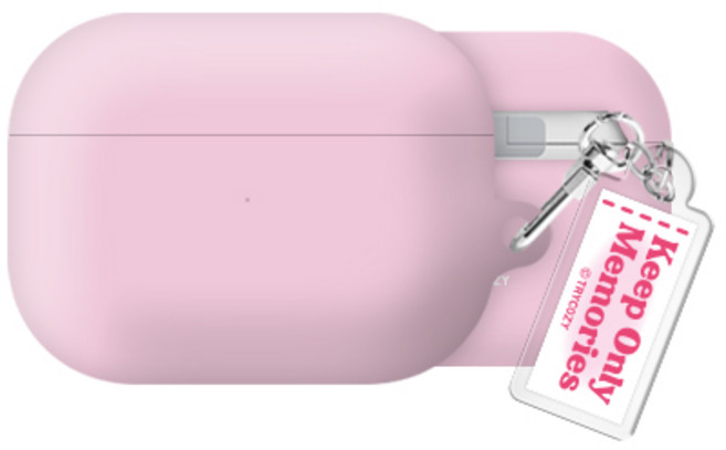 솔리드 라벨 뮤트 에어팟프로2세대 하드 케이스 +아크릴 키링 세트, 모브핑크, 1개