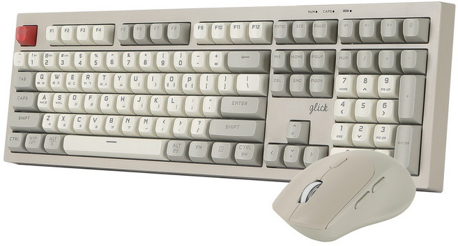 지클릭커 오피스프로 사일런스 M RGB 무소음 방수 무선 블루투스 키보드 마우스 세트 레트로 카푸치노, 일반형, 레트로 108키, WMK50