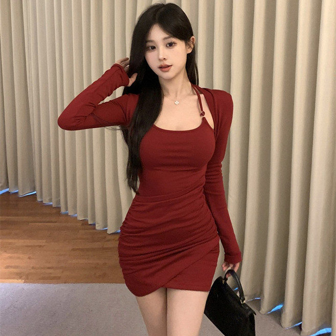 글램디브 소엘루 셔링원피스 볼레로 홀터넥 섹시 AD0775