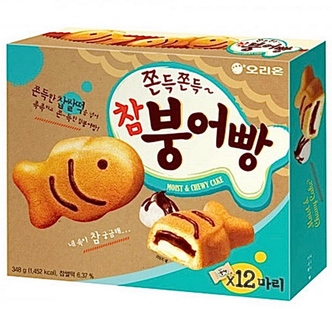 오리온 쫀득쫀득 참붕어빵 12마리 348g 1개입 과자, 1개