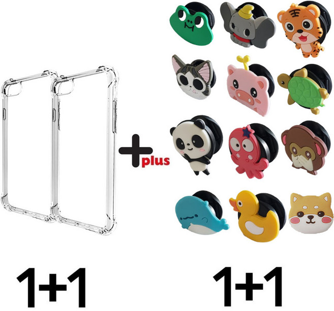 갤럭시 A16 (A165) 투명 방탄 젤리 (1+1) 케이스 그립톡 (1+1) 세트 (핸드폰 스마트톡) (충격흡수 범퍼) (휴대폰 보호) (심플) (귀여운) (감성)