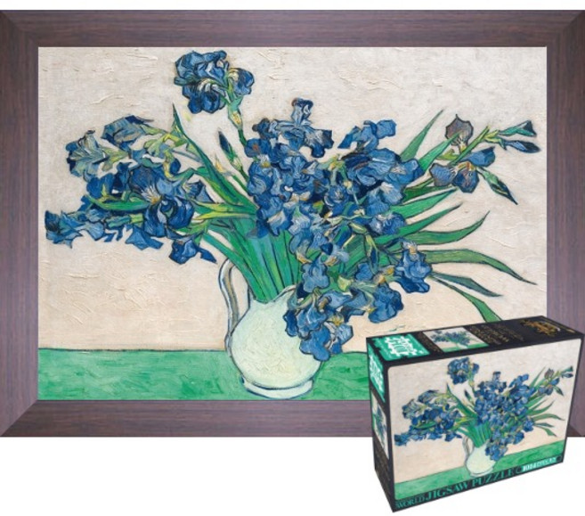 퍼즐피플 학산 명화 직소퍼즐 1000피스, 포함, 하얀배경의 아이리스 1000피스 액자포함(우드월넛), 1014피스, 1개