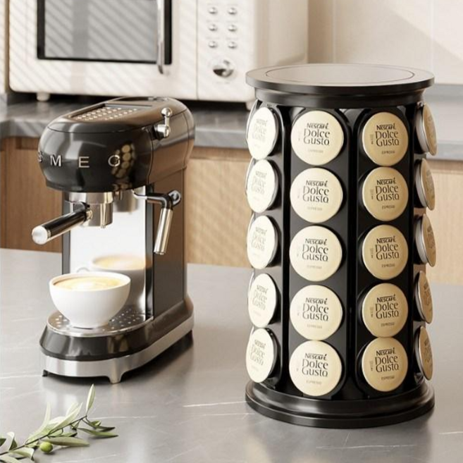 더이버 캡슐 커피 회전 거치대 보관 대용량 홀더, 1개, 블랙