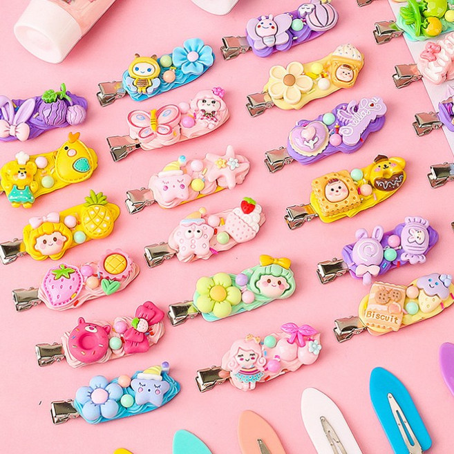 데코덴 머리핀 만들기 10개 세트 꾸미기 키트 재료 생크림본드 글루 파츠 DIY 단체 활동 미술 복지관 공공기관 세금계산서