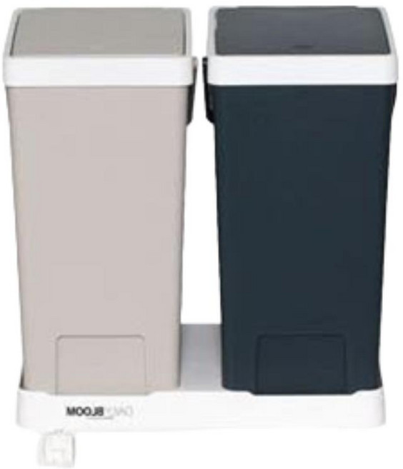 분리수거함 쓰레기통 원터치 이동식 가정용 20L, 네이비 베이지 2P 세트, 베이지네이비 2P