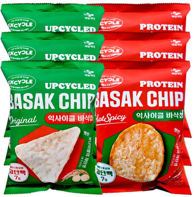 CJ 익사이클 바삭칩 45g X 6봉 (오리지널 3봉/핫스파이시 3봉)