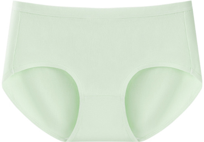 QIONIWEAR 純棉內褲 女款 中腰包臀 高彈力 透氣舒適 無痕設計 大尺碼友善 多色可選 M-2XL, 淺綠,2XL