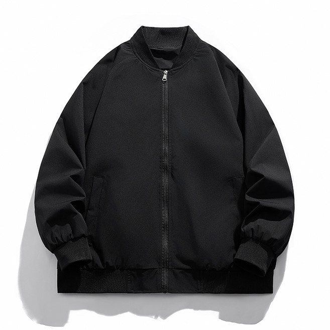 棒球領純色秋季夾克 寬鬆休閒防潑水外套