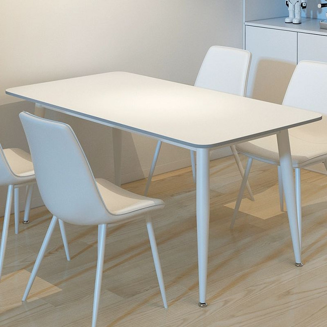 고급 식탁 6인용 테이블 카페 탁자 우드슬랩 다이닝, 130x70x75cm, 12MM 화이트 단테이블