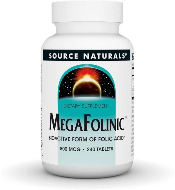 Source Naturals MegaFolinic 생체 활성 형태의 엽산 800 mcg - 240 정, 1개 - 쿠팡