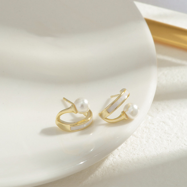 NXNA14K 프리미엄 미니 천연담수진주 c타입 귀걸이 XYL-ED008 도금