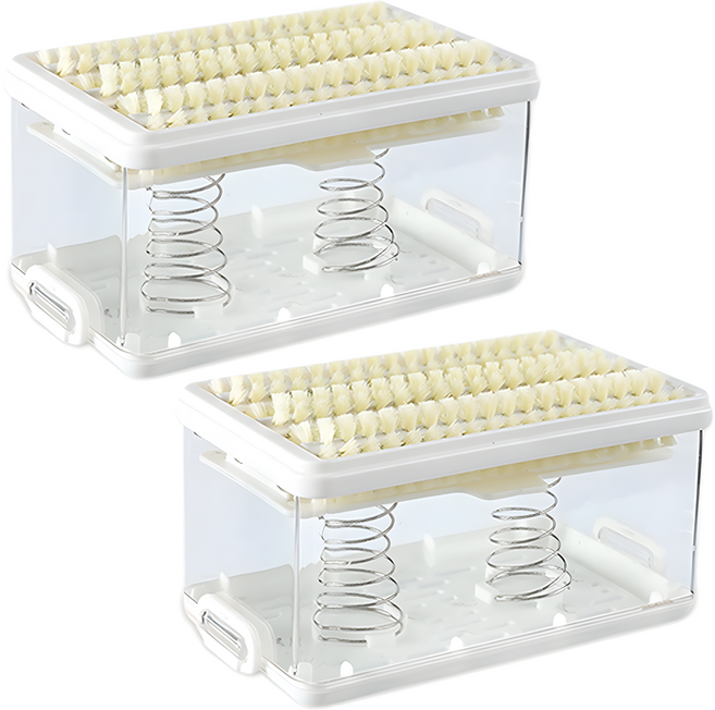 [3세대] 거품 롤러형 빨래비누 세탁솔 케이스, 퓨어 화이트, 2개